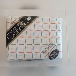 Vintage Monticello Cannon Twin Fitted Sheet Pinwheel Style 285 No Iron‎